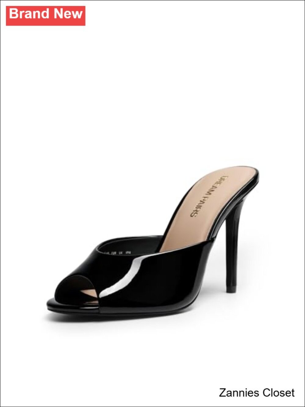 ✨Peep Toe Mule Heel Sandal Faux Leather Slip On Stiletto High Heel
